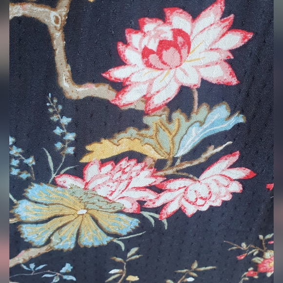 GP & J Baker X H&M Tea Dress Midi Black Flowers Oriental Collab uk10 us6 - Picture 4 of 14